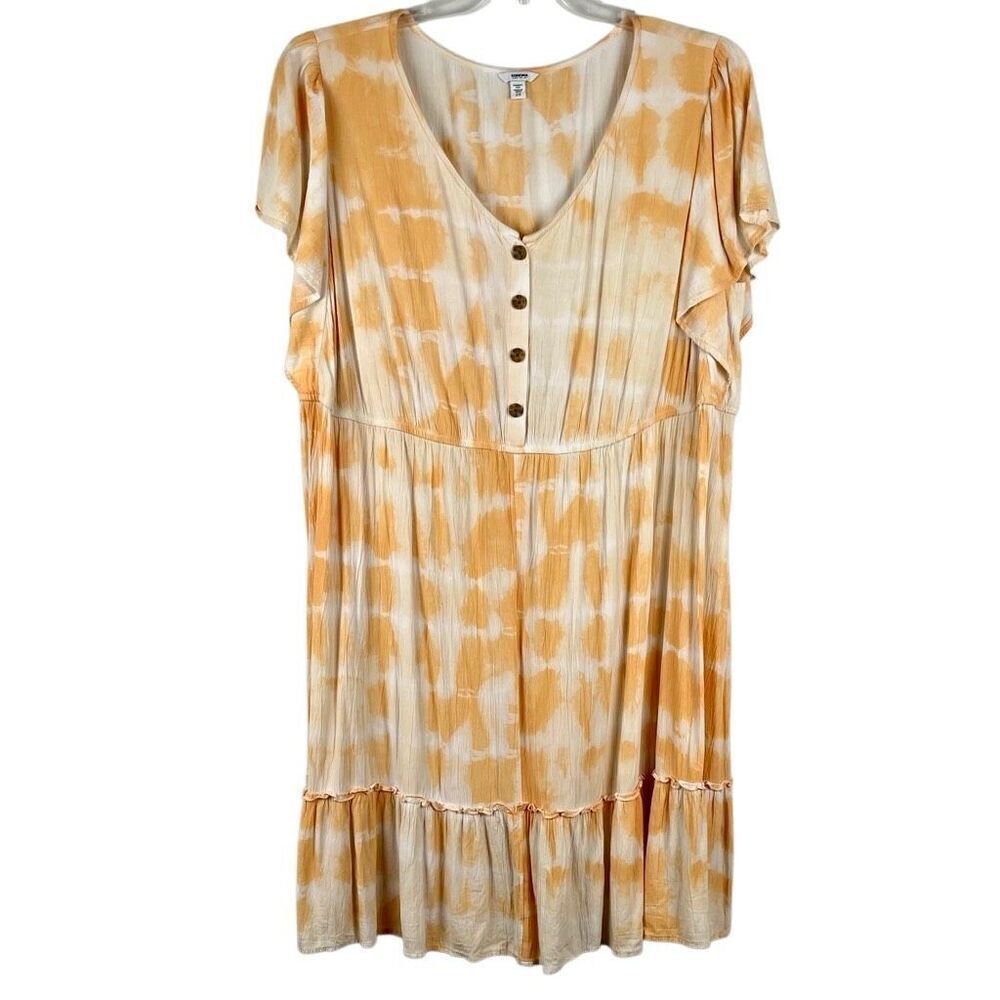 Sonoma Yellow White Tye Dye Summer Plus Dress 2X